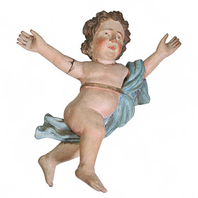 Ange en bois sculpté et polychromé – XVIIIe siècle École italienne ou espagnole