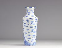 Vase en porcelaine de chine en blanc et bleu à décor de dragons à cinq griffes d'époque Qing (清朝)