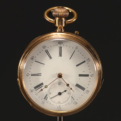 Pocket watch in 14k gold, total weight 77.6 g.