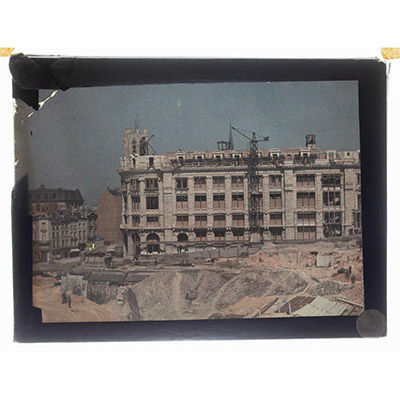Léon Herlant (1873-1968) — 2 autochromes sur plaque Lumière», 12 x 9 cm.  Construction du 