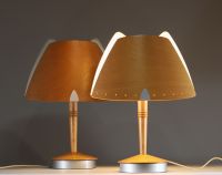 Soren ERICKSEN (XX) for Lucid (Atelier Sedap) - Pair of Lucid Harmonie table lamps in wood and Plexiglas, circa 1980.