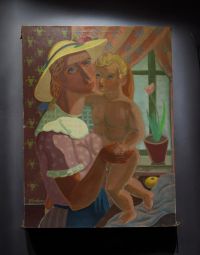 Edgar SCAUFLAIRE (1893-1960) ‘Maternité’ Large oil on canvas, signed.