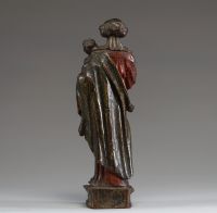 Vierge à l'enfant, statue en chêne sculpté polychromé, Flandres, XVIème siècle.