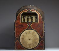 Four-piece organ clock, painted dial, Roman numerals, early 19th century.