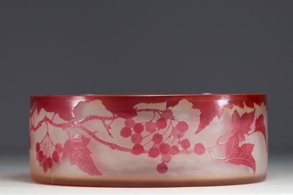 Émile GALLÉ (1846-1904) Acid-etched multi-layered glass bowl decorated with a rowan tree, signed.