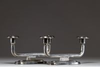 Aksel HOLMSEN (XIX-XX) Pair of Art Deco silver candlesticks, goldsmith's hallmark and hallmark 830, circa 1910-30.