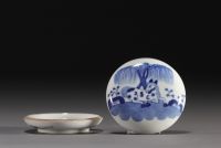China - Set of three porcelain ink boxes with various decorations.