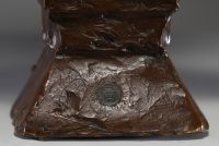 Emmanuel VILLANIS (1858-1914) ‘Tanagra’ Bronze bust with brown patina, signed, stamped Société des Bronzes de Paris.
