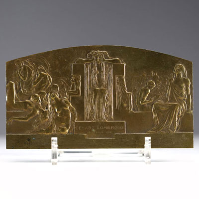 Leonardo BISTOLFI (1859-1933) Bronze bas-relief commemorating Cesare Lombroso at the Milan 1906 Exhibition.