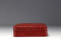 Asia - Red lacquer box decorated with a Phoenix.