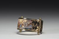 Silver bracelet decorated with a micro mosaic 