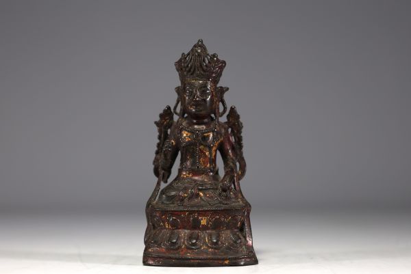 China - Polychrome bronze Buddha, Ming period.