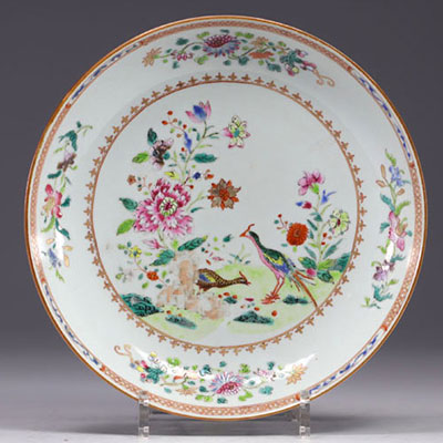 China - Qianlong porcelain plate decorated with birds and flowers, 18th century.