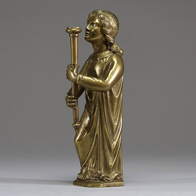 Ornement de lustre ou de chandelier en bronze représentant un ange, XV-XVIème.