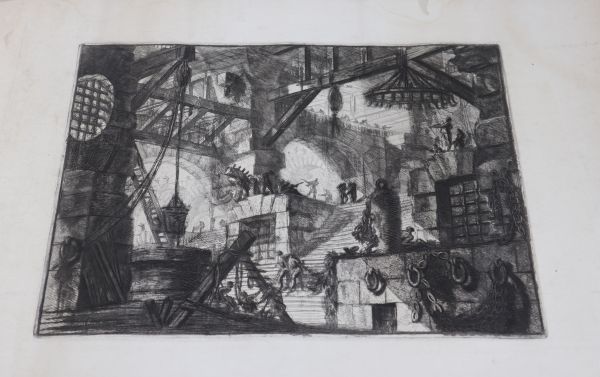 Eau-forte de Piranèse, Piranesi Giovanni Battista dit (1720-1778) Papier épais signé Épreuve sur vélin.