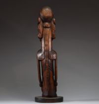 Îles de Pâques - Rapa Nui - Statue figurative Hooper Moai Kavakava en bois sculpté, début XXème.