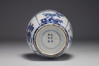 China - White-blue porcelain vase, Kangxi mark and period.
