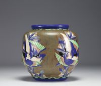 Charles CATTEAU (1880-1966) Grés Keramis à décor d'hirondelles (D.1448)