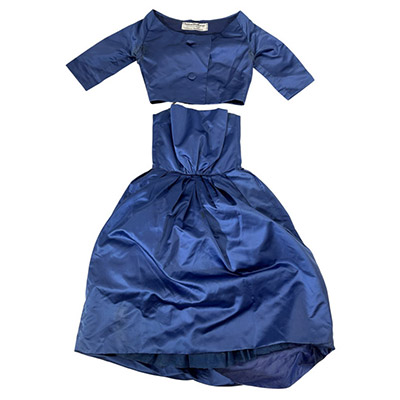 Christian Dior – Robe et gilet en soie bleue Haute couture,1950.