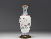 China - Famille rose porcelain vase decorated with flowers, Republic period.