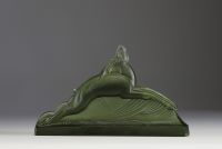 Val Saint Lambert - Art Deco ‘Gazelle’ in pressed moulded glass, signed.