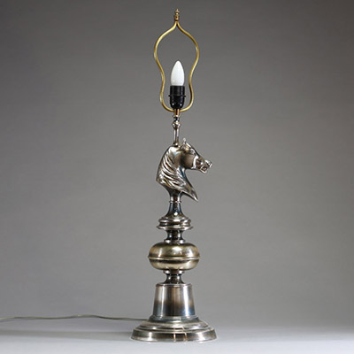 Maison Charles attr. à - Lampe tête de cheval en bronze argenté attribuée à la maison Charles, vers 1970, non signée.