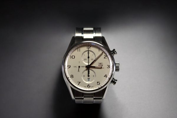 TAG Heuer - Men's Carrera Chronograph calibre 1887 automatic, 43mm case and steel bracelet, August 2013.