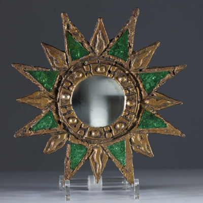 Irena JAWORSKA (1925-2021) élève De Line Vautrin - Miroir soleil en talosel et plomb, vers 1960-1970.