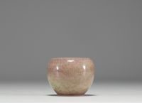 China - Small flamed porcelain brush pot, two-circle mark underneath, 19th century.