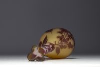 Émile GALLÉ (1846-1904) Acid-etched multi-layered glass three-lobed neck vase with wisteria design, signed.