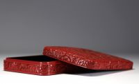 Asia - Red lacquer box decorated with a Phoenix.