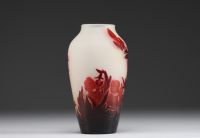 Émile GALLÉ (1846-1904) Acid-etched multi-layered glass vase with floral design, signed.
