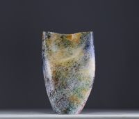 Bernard BUFFAT (XX-XXI) Glazed ceramic vase with a face motif.