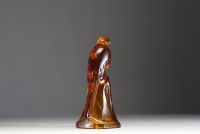 Val Saint Lambert - Art deco pressed moulded glass ‘Parakeet’, signed Luxval.