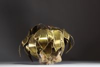 Daniel DHAESELEER (XX-XXI) ‘Plant’ Sculpture in brass, copper and stone, signed.