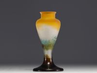 Émile GALLÉ (1846-1904) Acid-etched multi-layered glass vase with lacustrine decoration, signed.