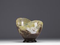 DAUM Nancy - Rare multi-layered acid-etched glass bowl with cabochon beetle, signed.