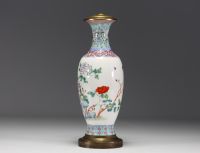 China - Famille rose porcelain vase decorated with flowers, Republic period.