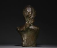 Jef LAMBEAUX (1852-1908) Buste de jeune femme en bronze