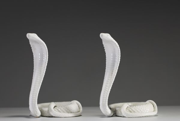 Tommaso BARBI (XX) - Pair of cobras in glazed ceramic, circa 1970.
