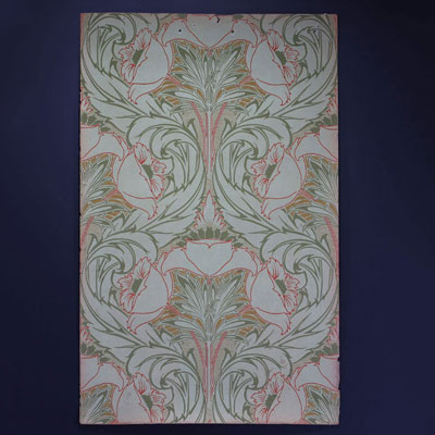 Very rare sample of English Art Nouveau wallpaper, Arts and Craft, c.1895.