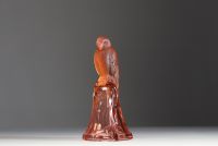 Val Saint Lambert - Art Deco ‘Parakeet’ in pressed and sandblasted moulded glass, signed Luxval.