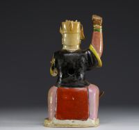 China - Statue of a Dignitary in glazed terracotta.