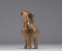 Antique curiosity Rython zoomorphic earthenware pot in the shape of a fawn