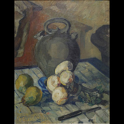 Jean Brusselmans ( 1884-1953 ) - Huile sur panneau à décor de nature morte - signé