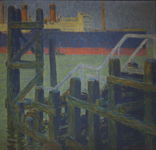 Fernand LANTOINE (1876 - 1955) ‘Scène de port’ Oil on canvas, French school, signed lower right F. Lantoine.