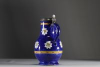 Brussels polychrome earthenware jug with pewter lid, early 19th century.