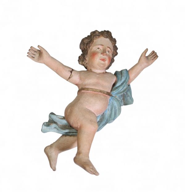 Ange en bois sculpté et polychromé – XVIIIe siècle École italienne ou espagnole
