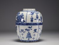 China - White-blue porcelain vase, Kangxi mark and period.