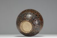 Vietnam - Bien Hoa, polychrome stoneware vase, frieze decoration of dragons, circa 1920.